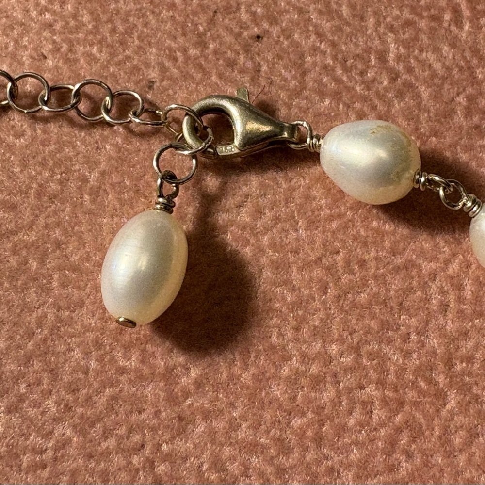 Elegant Sterling Silver, Pearl and Pink Crystal Bracelet - Picture 3 of 5